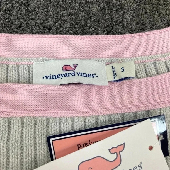 Vineyard Vines Sweater Pink Stripe Heather Gray Boatneck Women’s Small MSRP $90 - Picture 6 of 11
